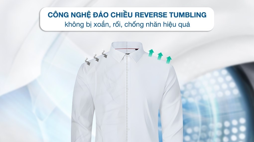 máy sấy bơm nhiệt Electrolux EDH903R7SC UltimateCare với công nghệ đảo chiều giúp quần áo không bị xoắn rối, chống nhăn hiệu quả